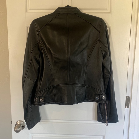Black Leather Moto Style Jacket - Picture 6 of 11